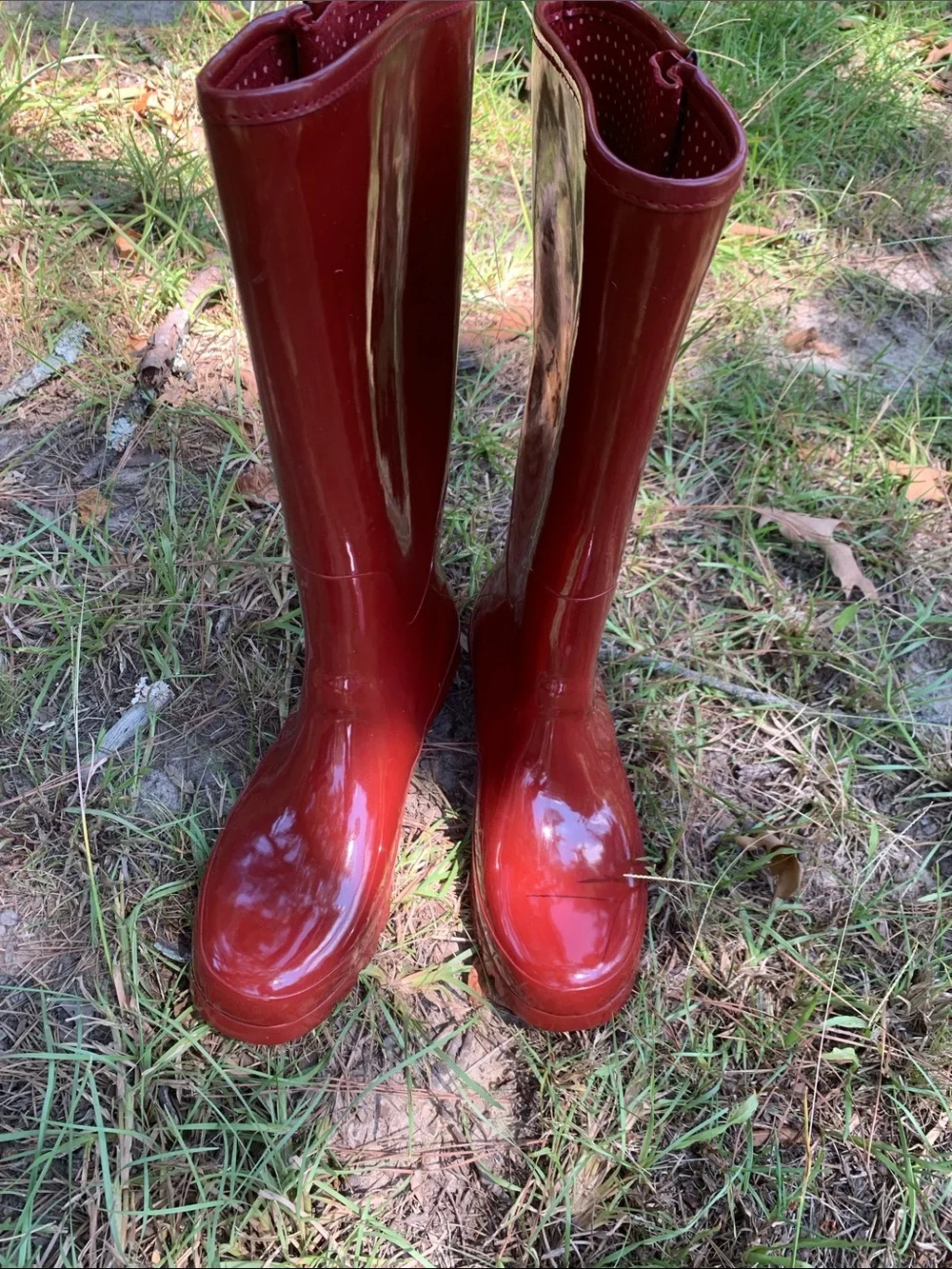 Gianni Bini Red Glossy Rain Boots